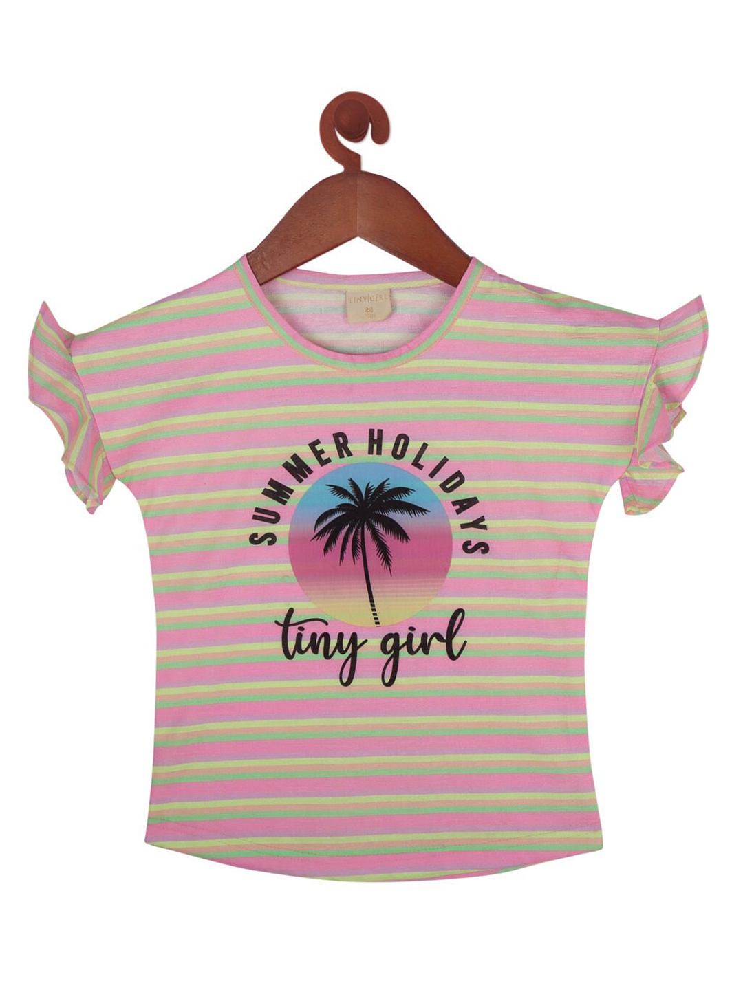 Tiny Girl Pink Striped Off-Shoulder Crop Top