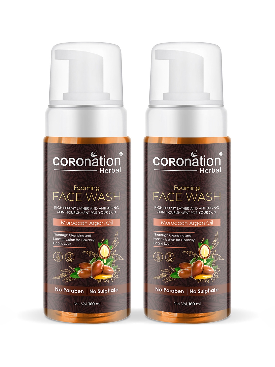 COROnation Herbal Set of 2 Moroccan Argan Oil Foaming Face Wash 160 ml Each, Brown
COROnation Herbal Set of 2 Moroccan Argan Oil Foaming Face Wash 160 ml Each, Brown