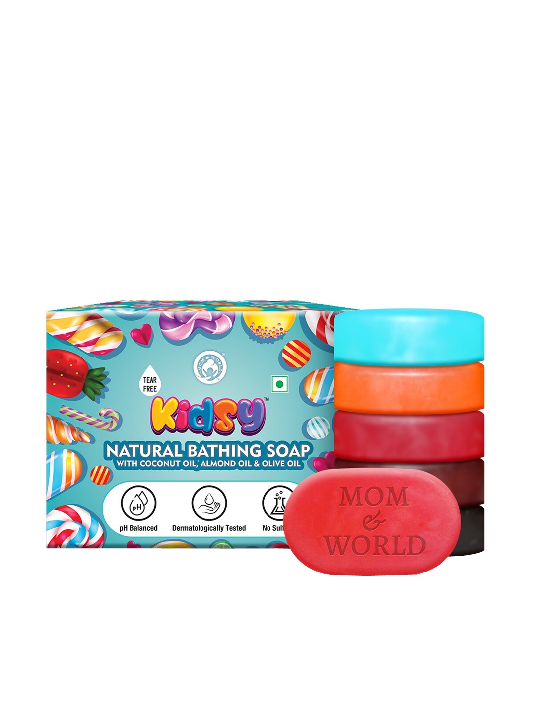 Mom & World Kidsy 5 In 1 Tear Free pH Balanced Vegan Natural Bathing Soaps 75 gm Each, Blue
Mom & World Kidsy 5 In 1 Tear Free pH Balanced Vegan Natural Bathing Soaps 75 gm Each, Blue