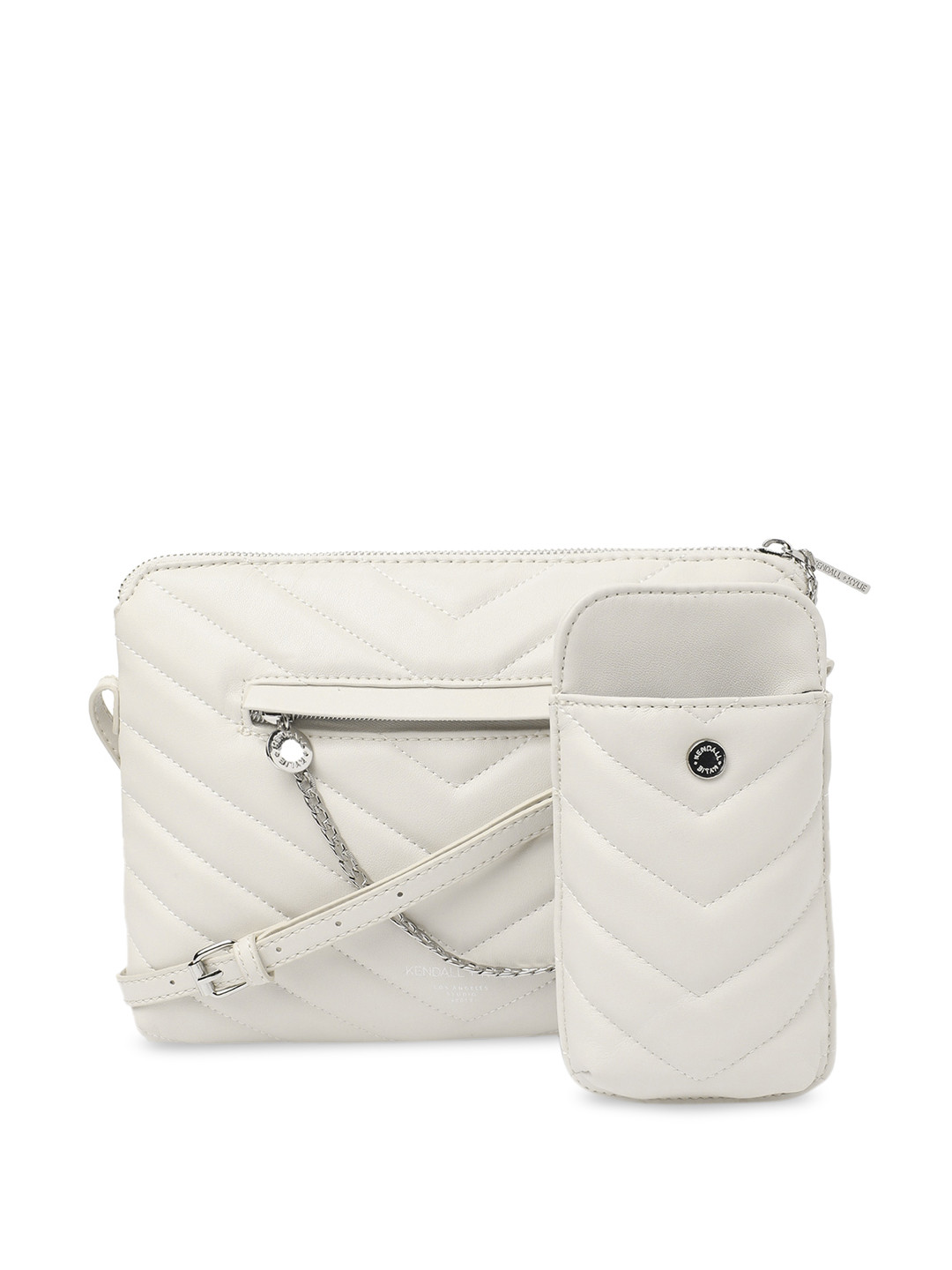 KENDALL & KYLIE White Textured Quilted Sling Bag With Pouch
KENDALL & KYLIE White Textured Quilted Sling Bag With Pouch