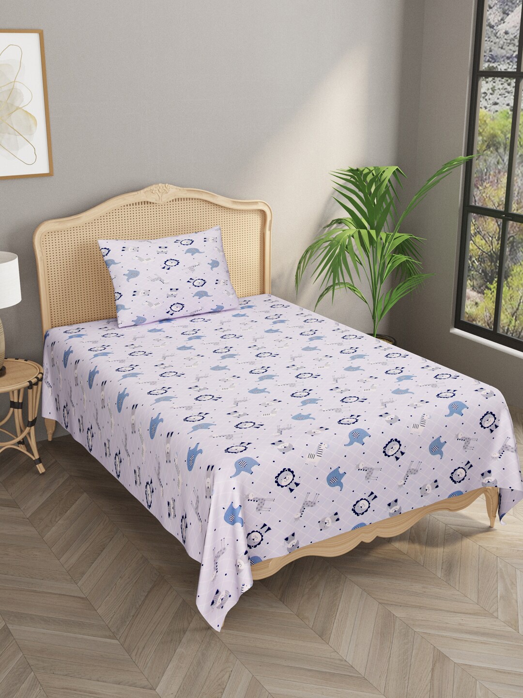 Gulaab Jaipur Lavender & Grey Graphic 210 TC Cotton Single Bedsheet with 1 Pillow Cover
Gulaab Jaipur Lavender & Grey Graphic 210 TC Cotton Single Bedsheet with 1 Pillow Cover