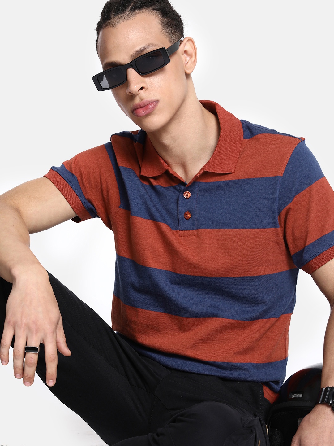 The Roadster Lifestyle Co. Men Navy Blue Striped Pure Cotton Revisited Nostalgia T-shirt, Rust
The Roadster Lifestyle Co. Men Navy Blue Striped Pure Cotton Revisited Nostalgia T-shirt, Rust