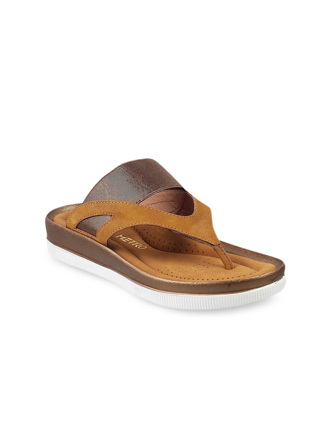 Metro Women Tan Open Toe Flats