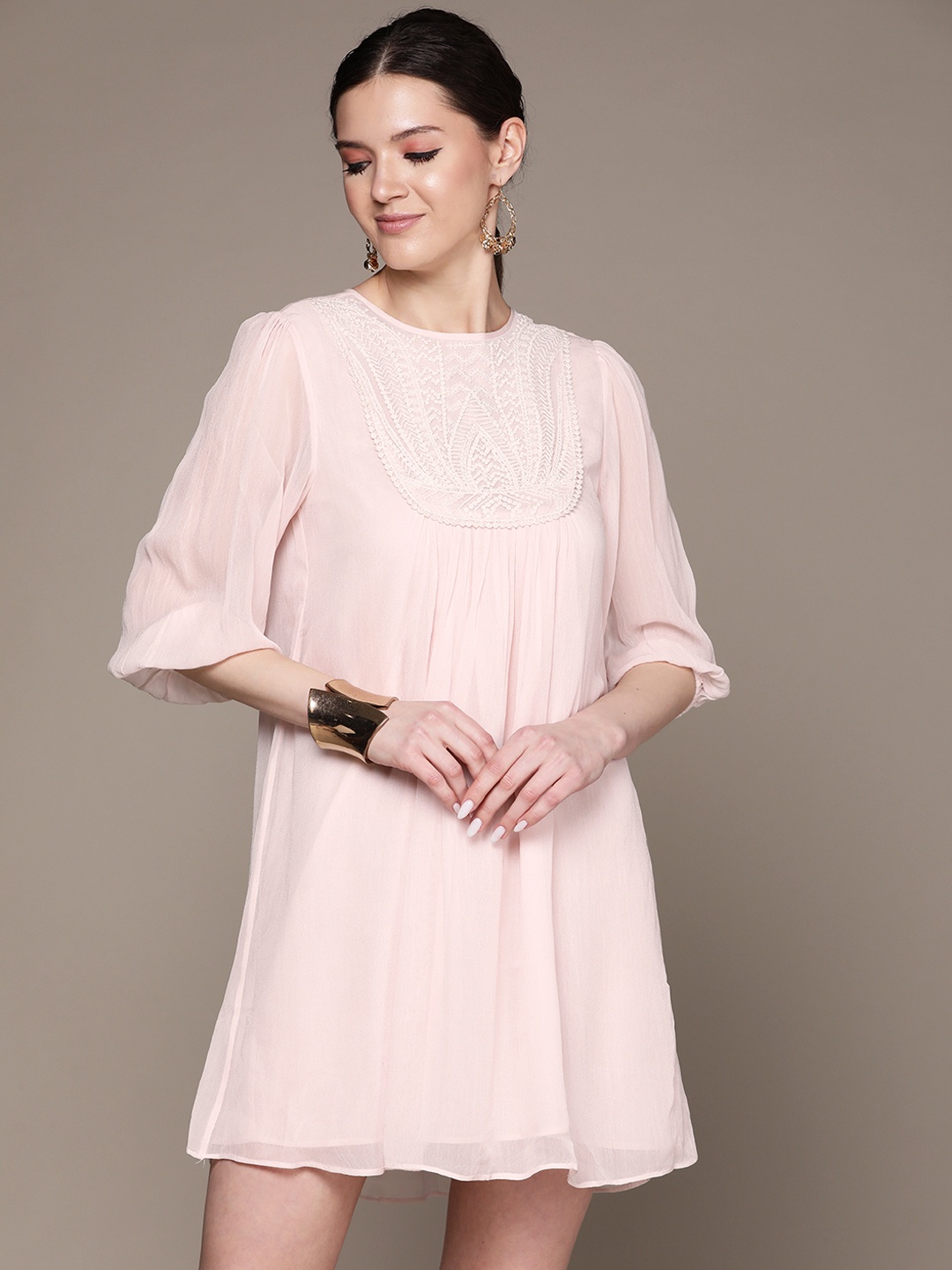 Label Ritu Kumar Women Pink Ethnic Motifs Embroidered Yoke Design Ethnic A-Line Dress
Label Ritu Kumar Women Pink Ethnic Motifs Embroidered Yoke Design Ethnic A-Line Dress