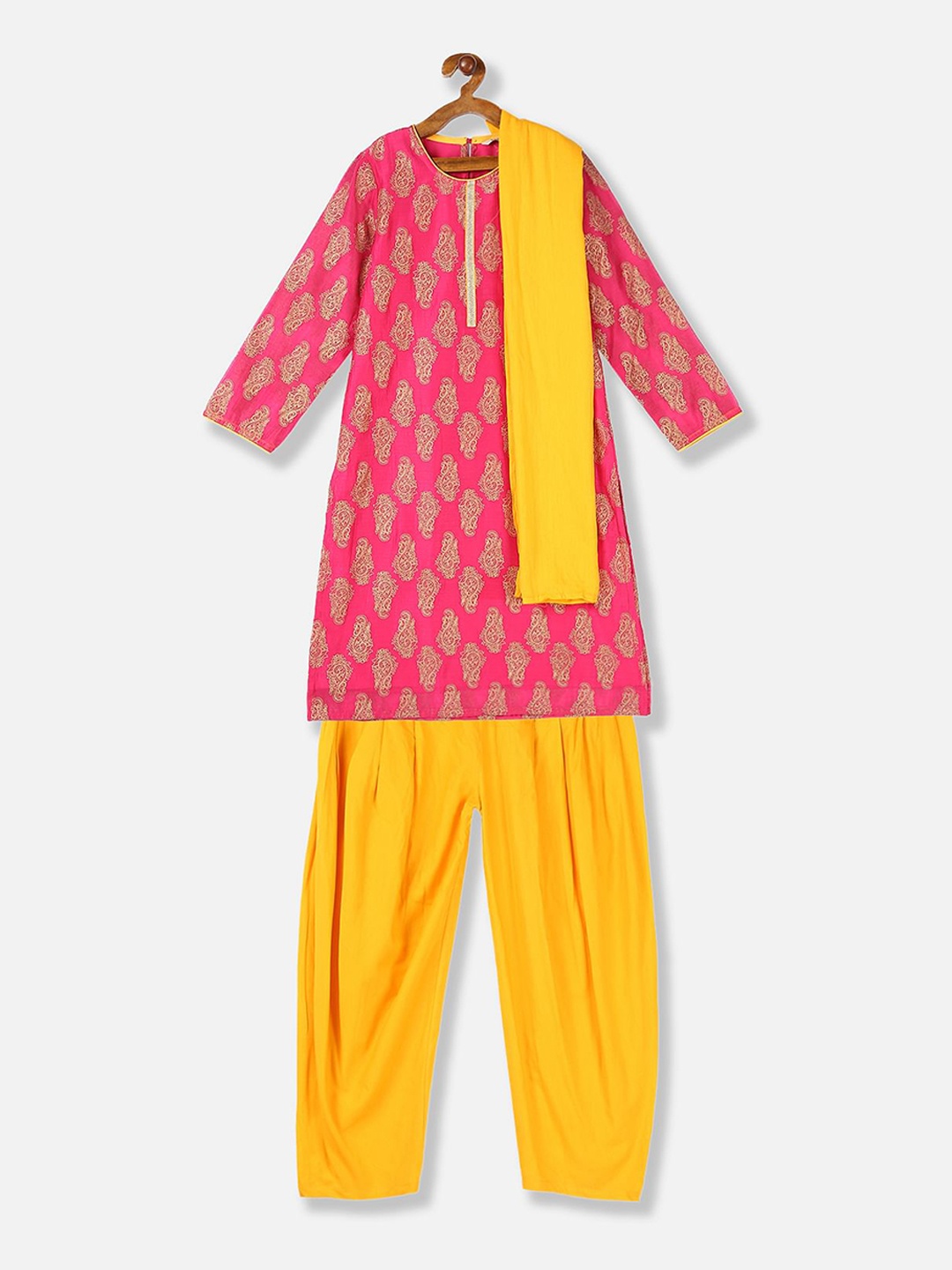 Karigari Girls Assorted Ethnic Motifs Kurta with Patiala & Dupatta