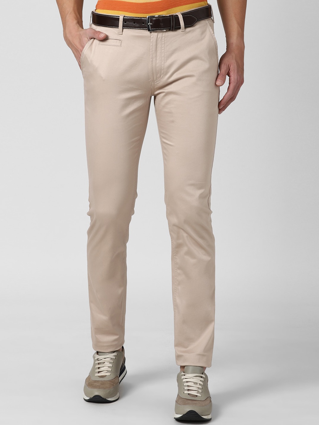 Peter England Casuals Men Beige Slim Fit Chinos Trousers