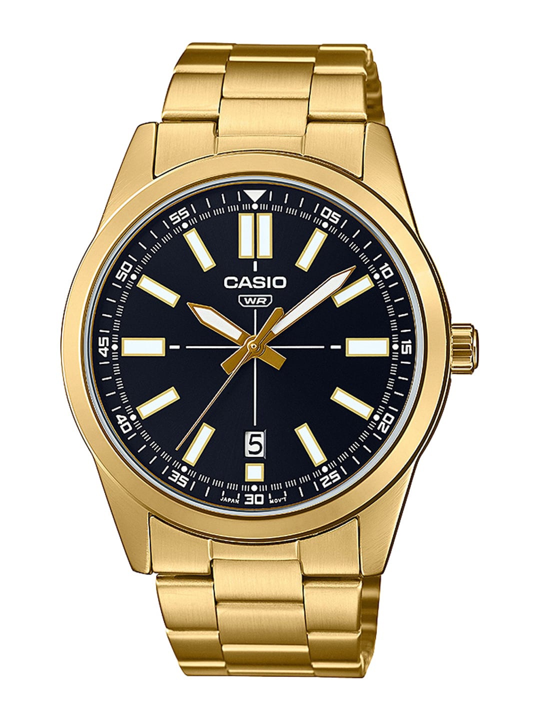CASIO Men Black Dial & Gold Toned Stainless Steel Bracelet Style Straps Analogue Watch A1951
CASIO Men Black Dial & Gold Toned Stainless Steel Bracelet Style Straps Analogue Watch A1951