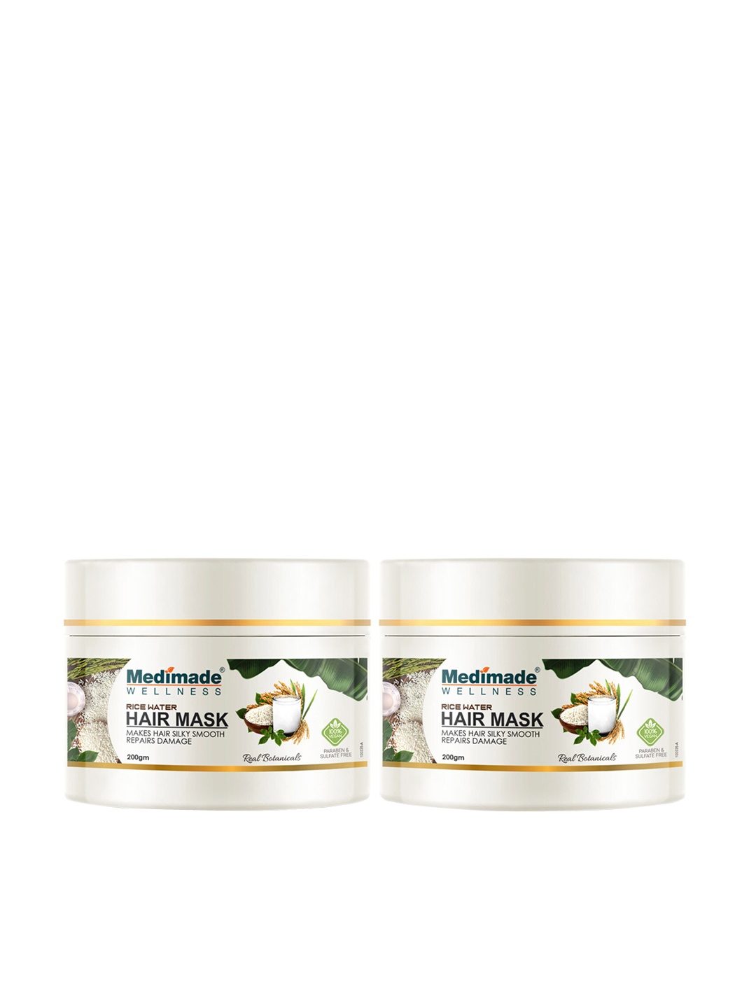 Medimade Wellness Set of 2 Rice Water Hair Mask - 200 g Each, White
