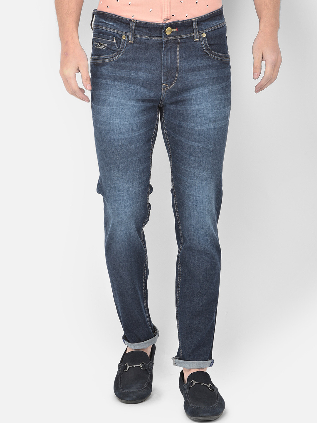 Canary London Men Blue Smart Slim Fit Low-Rise Heavy Fade Embroidered Stretchable Jeans 
Canary London Men Blue Smart Slim Fit Low-Rise Heavy Fade Embroidered Stretchable Jeans