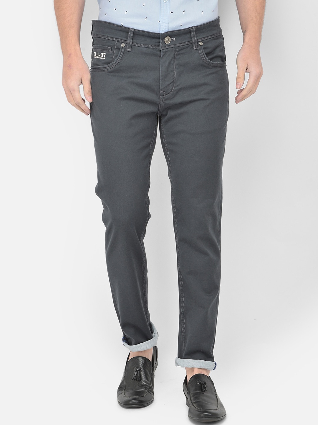 Canary London Men Charcoal Smart Slim Fit Low-Rise Stretchable Jeans