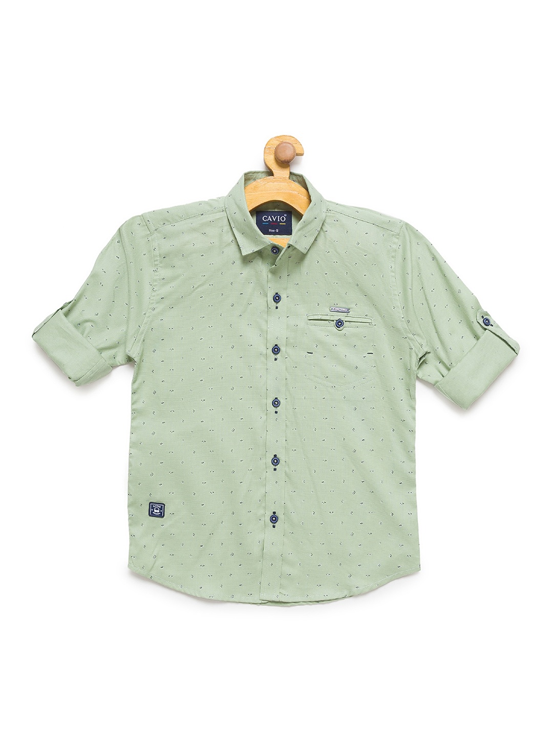 CAVIO Boys Green Printed Casual Shirt