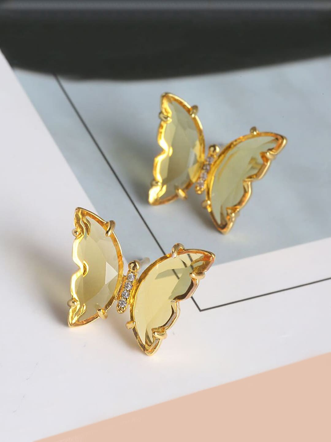 Yellow Chimes Gold-Toned Quirky Studs Earrings