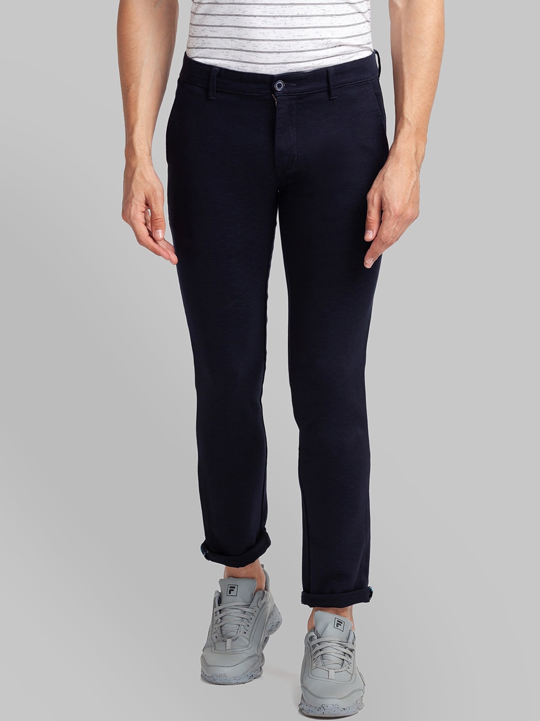 Parx Men Blue Slim Fit Trousers