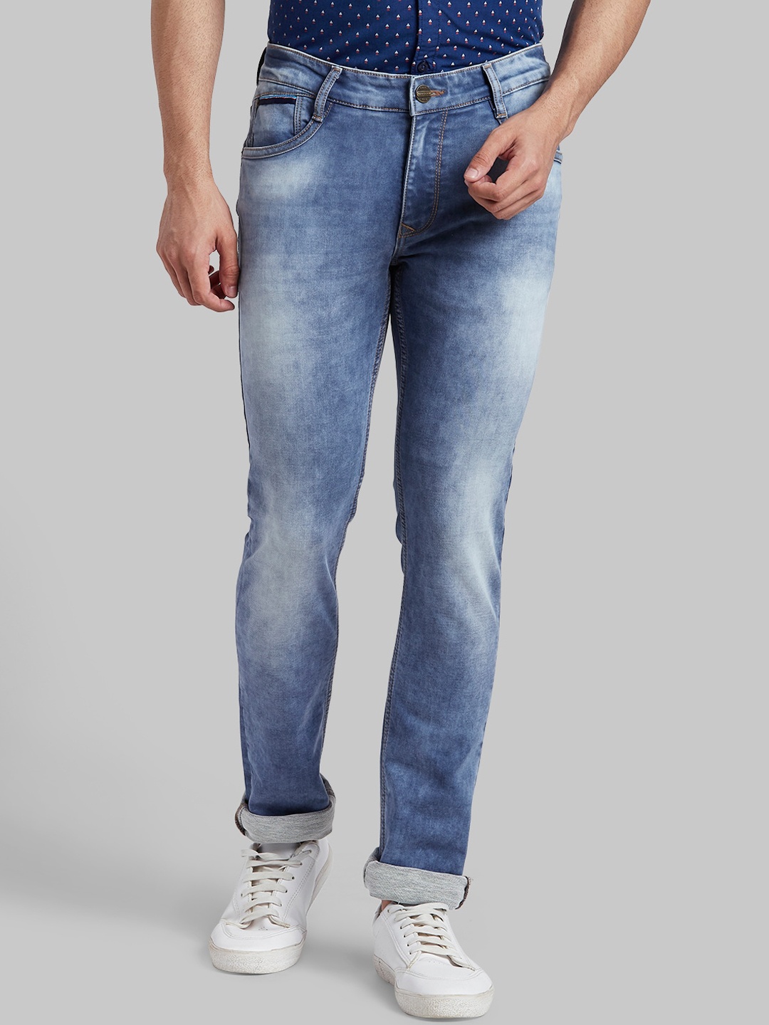Parx Men Blue Skinny Fit Heavy Fade Jeans