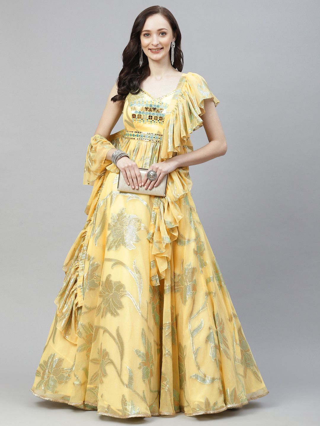 Readiprint Fashions Women Yellow Woven Design Mirror Work Lehenga & Blouse With Dupatta
Readiprint Fashions Women Yellow Woven Design Mirror Work Lehenga & Blouse With Dupatta