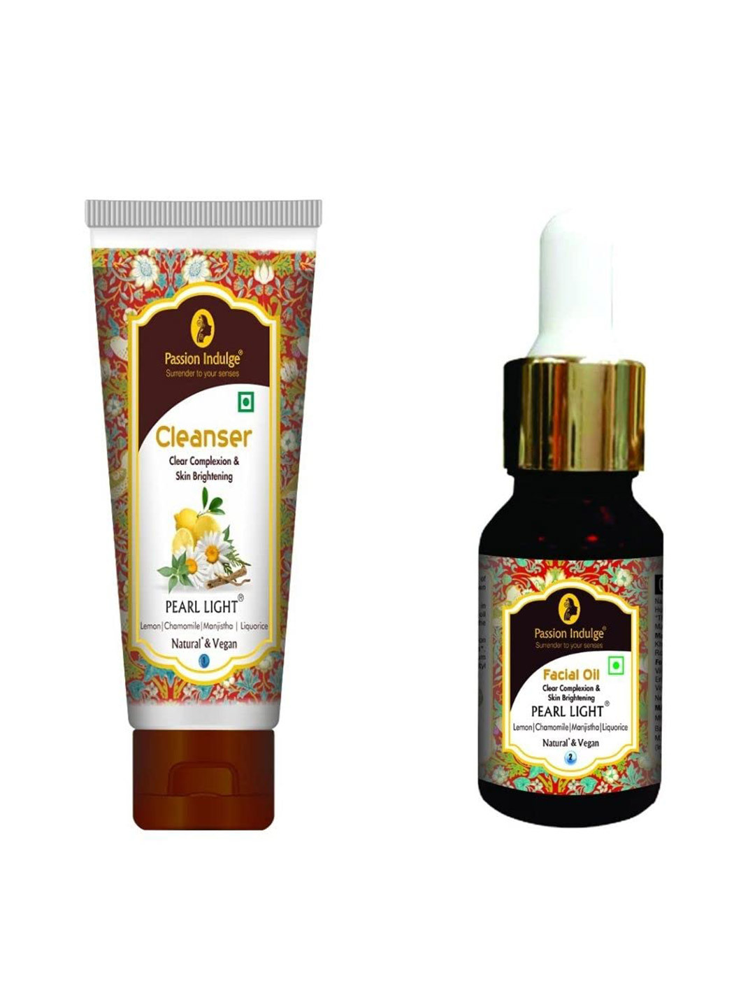 Passion Indulge Set of Pearl Light Clear Complexion Facial Oil & Face Cleanser 110 ml, Brown
Passion Indulge Set of Pearl Light Clear Complexion Facial Oil & Face Cleanser 110 ml, Brown