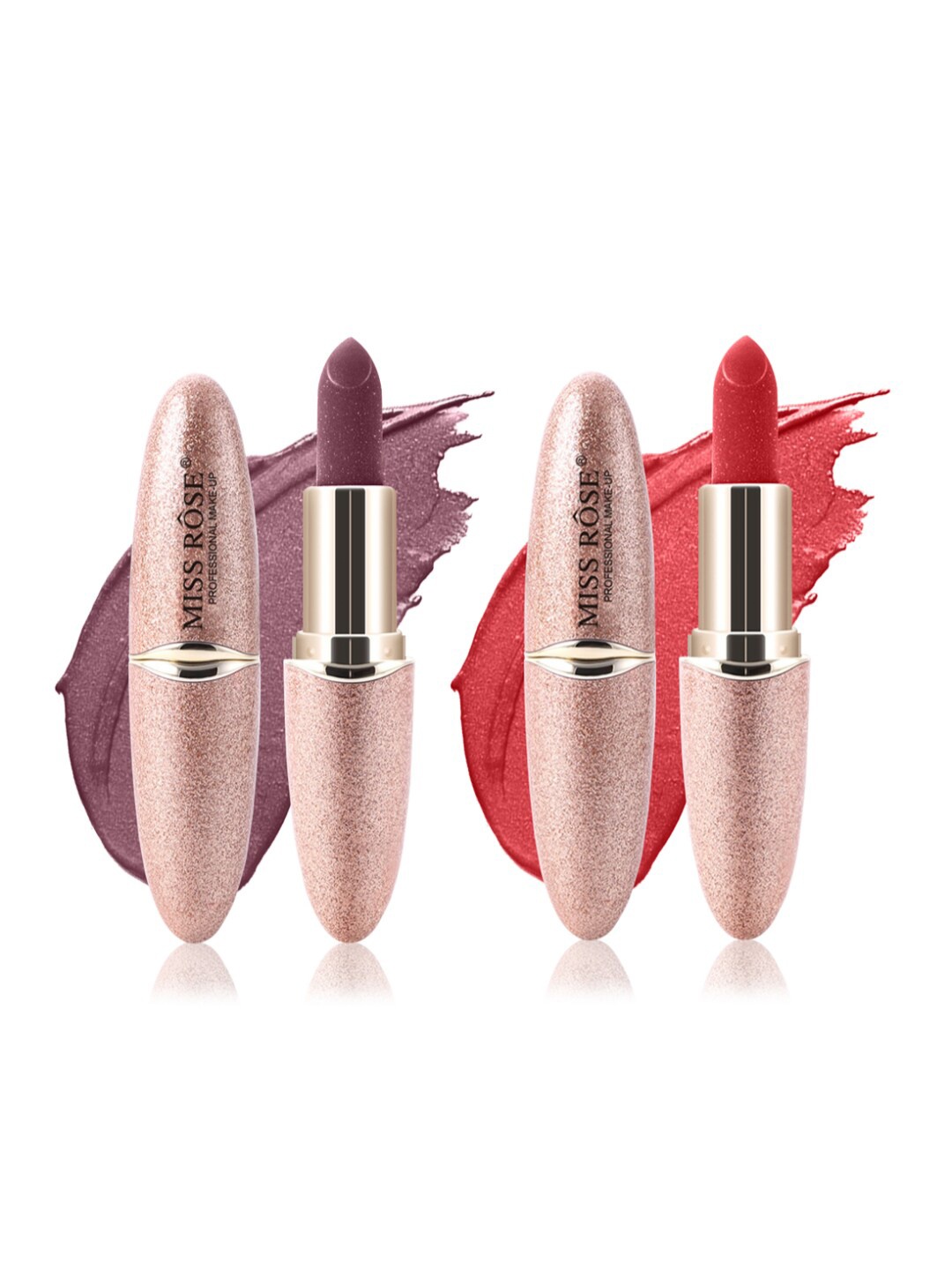 MISS ROSE Set Of 2 Matte Smooth Velvet Lipstick 20 g - 48 & 03, Maroon