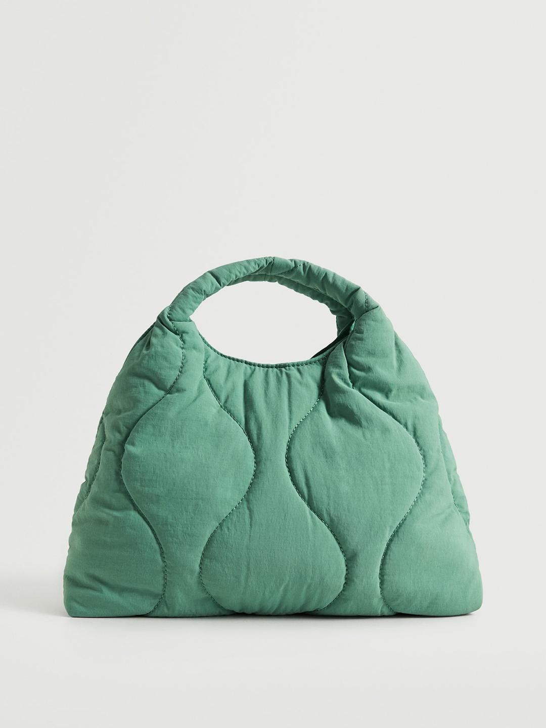 MANGO Green Quilted Handheld Bag