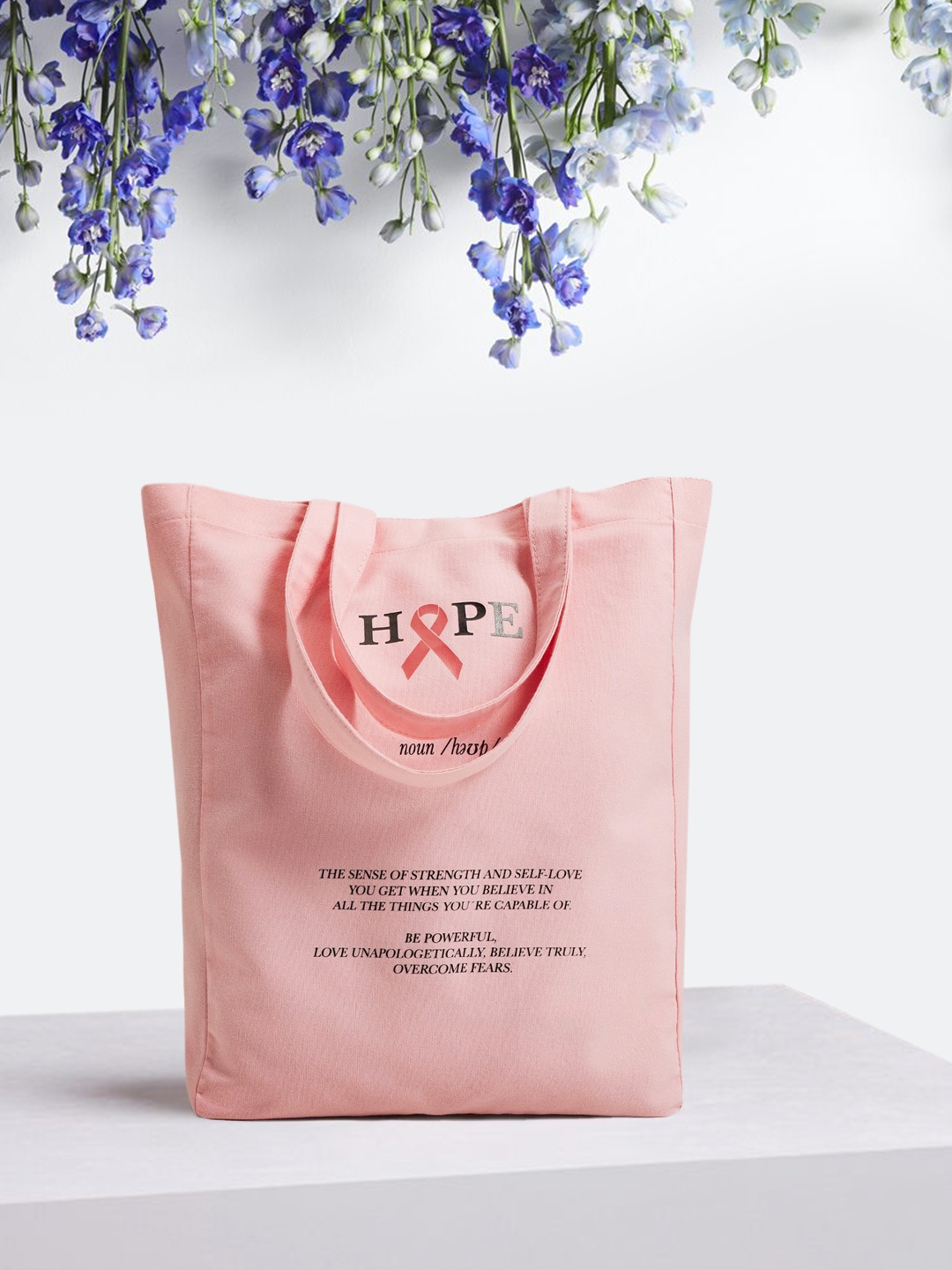 MANGO Pink & Black Typography Print Tote Bag