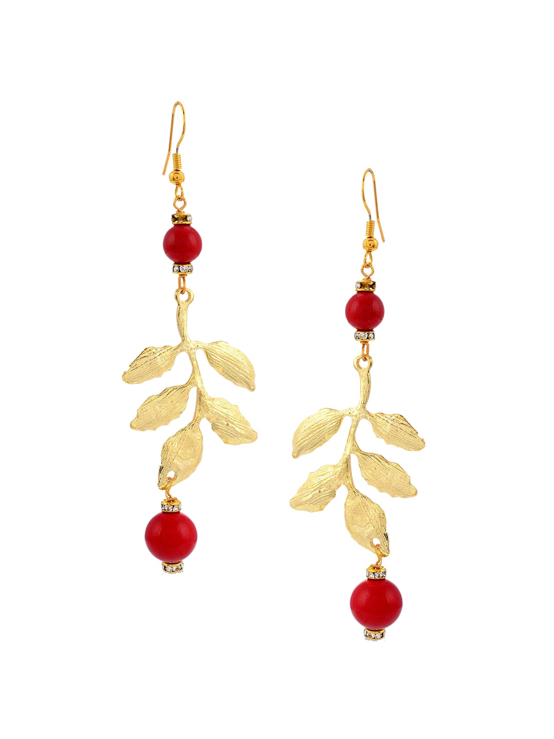 Tistabene Gold-Plated & Red Floral Drop Earrings