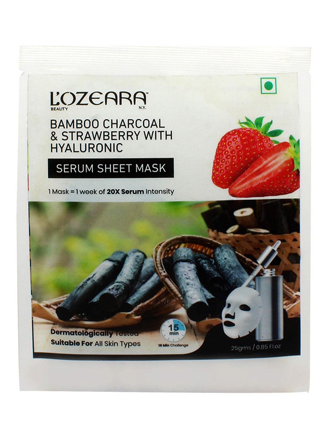 LOZEARA BEAUTY N.Y Bamboo Charcoal & Strawberry with Hyaluronic Face Serum Sheet Mask 25 g, Black
LOZEARA BEAUTY N.Y Bamboo Charcoal & Strawberry with Hyaluronic Face Serum Sheet Mask 25 g, Black