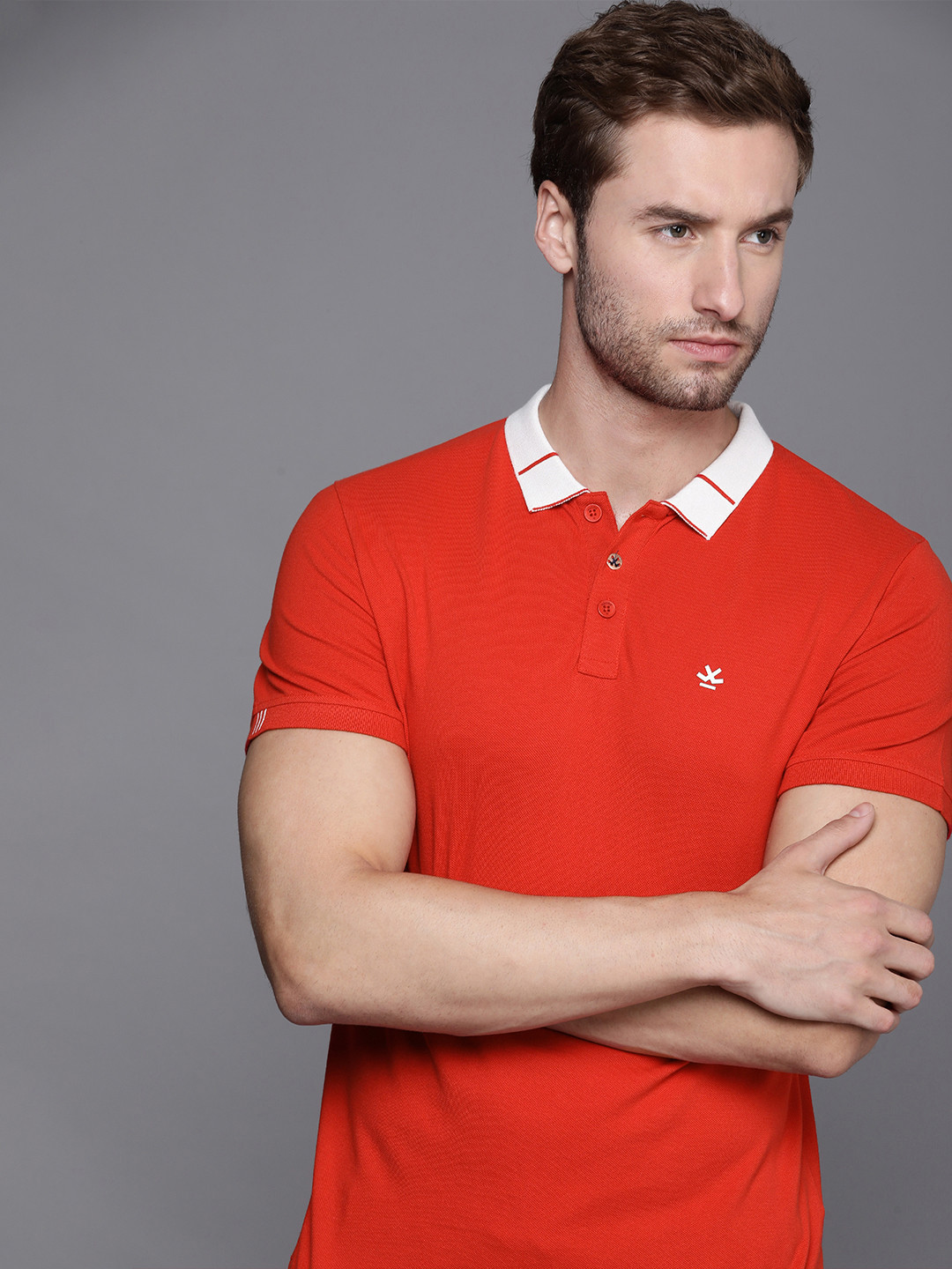 WROGN Men Rust Orange Polo Collar Slim Fit T-shirt 
WROGN Men Rust Orange Polo Collar Slim Fit T-shirt
