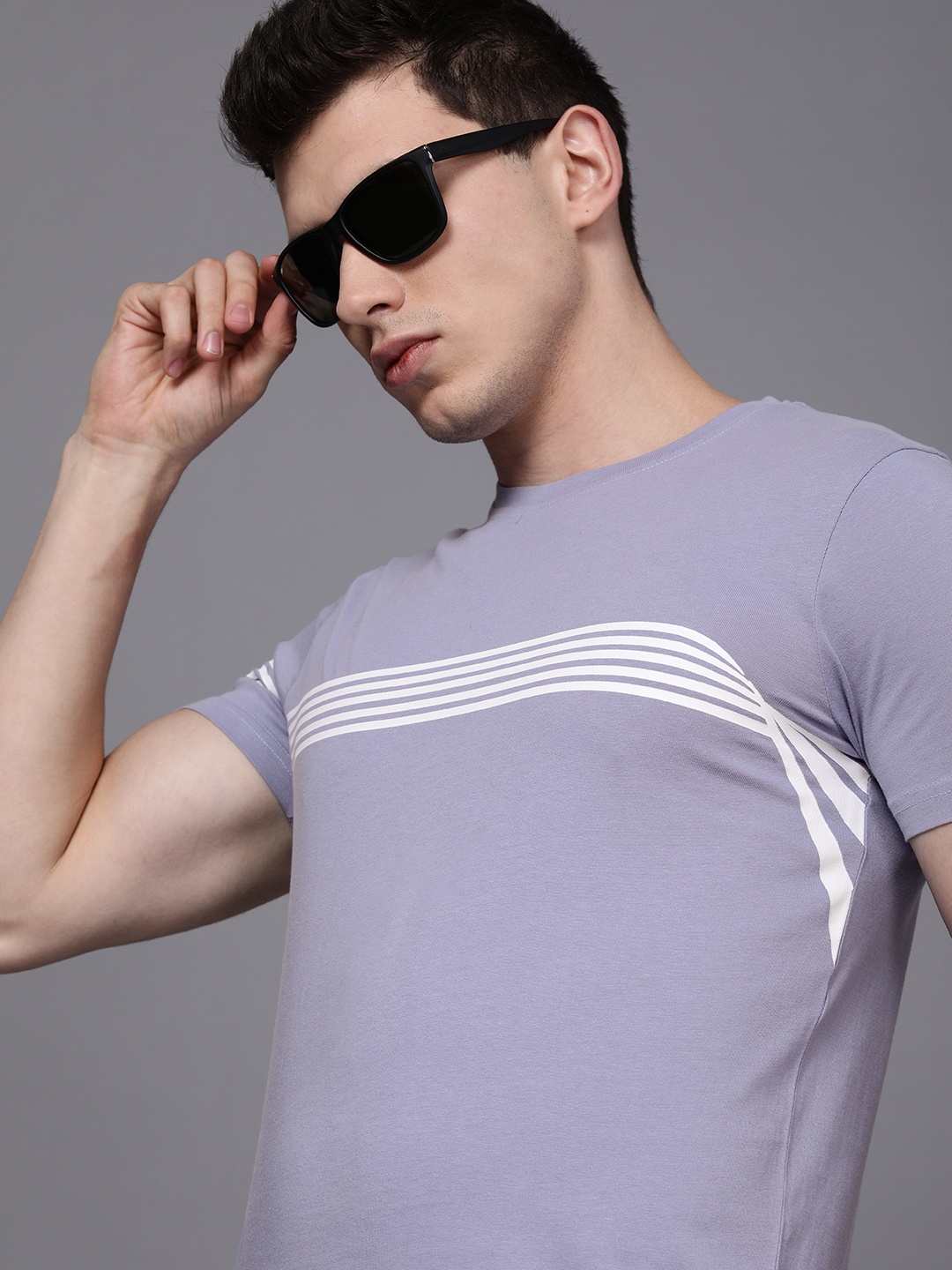 WROGN Men Lavender Polo Collar Pure Cotton T-shirt