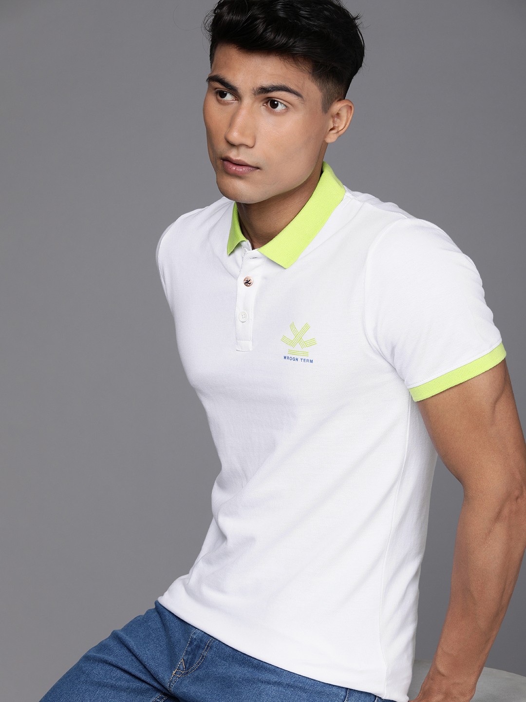WROGN Men White Solid Polo Collar Regular Sleeves Embroidered Pure Cotton Slim Fit T-shirt
WROGN Men White Solid Polo Collar Regular Sleeves Embroidered Pure Cotton Slim Fit T-shirt