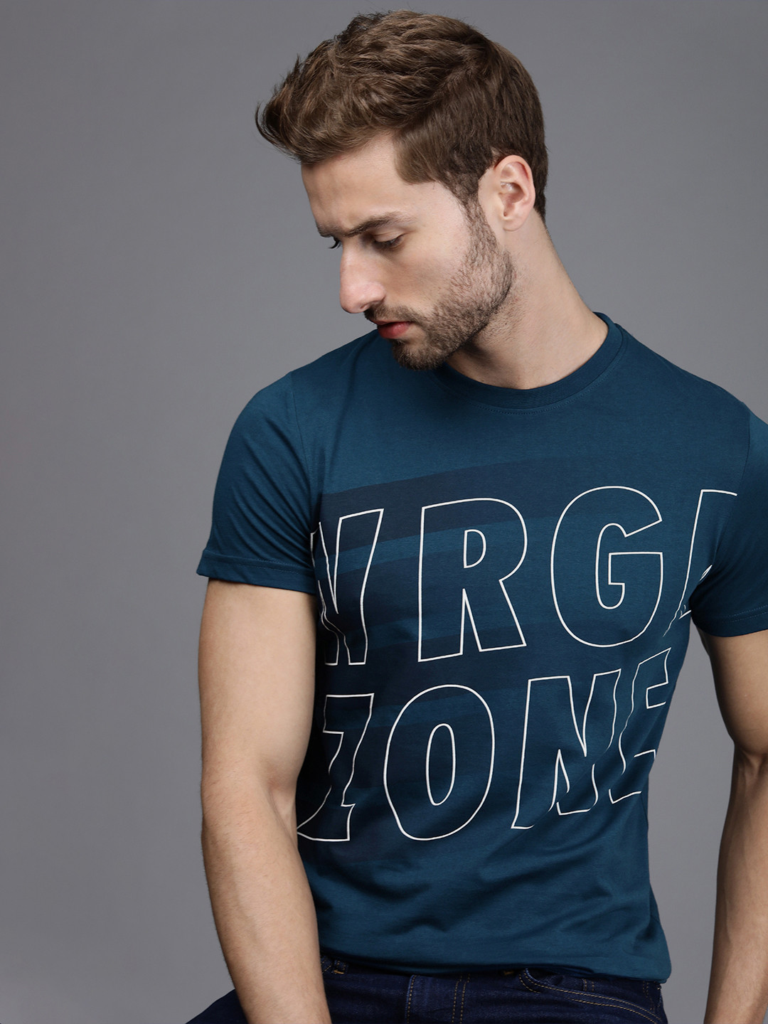 WROGN Men Blue Brand Logo Print Round Neck Regular Sleeves Pure Cotton Slim Fit T-shirt 
WROGN Men Blue Brand Logo Print Round Neck Regular Sleeves Pure Cotton Slim Fit T-shirt