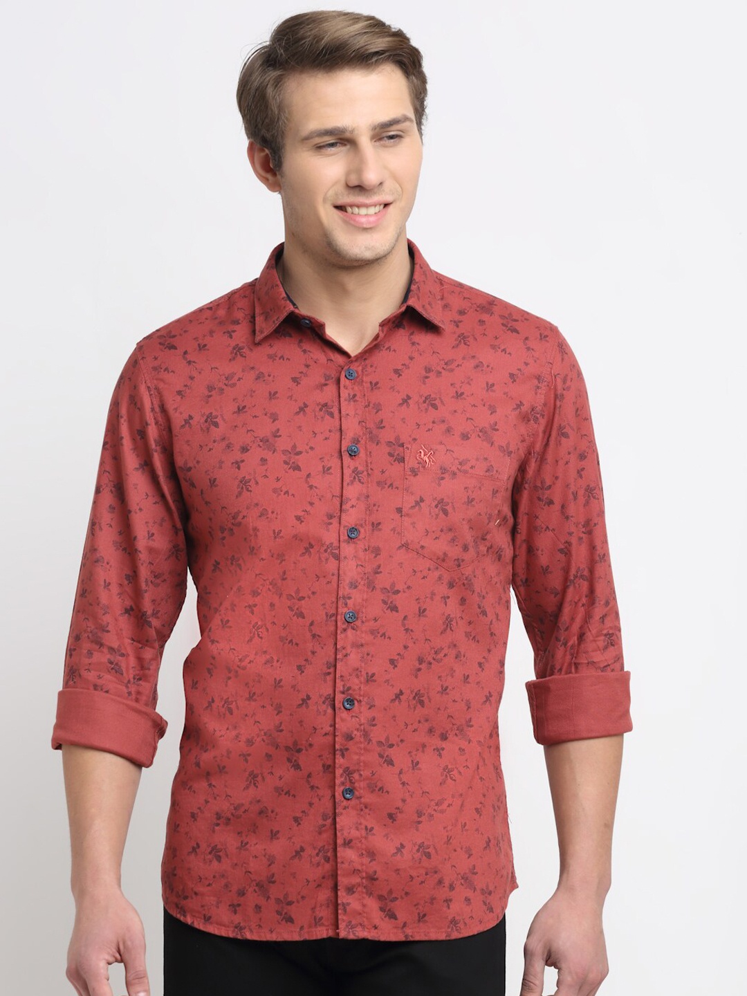 Cantabil Men Red Original Floral Printed Casual Shirt