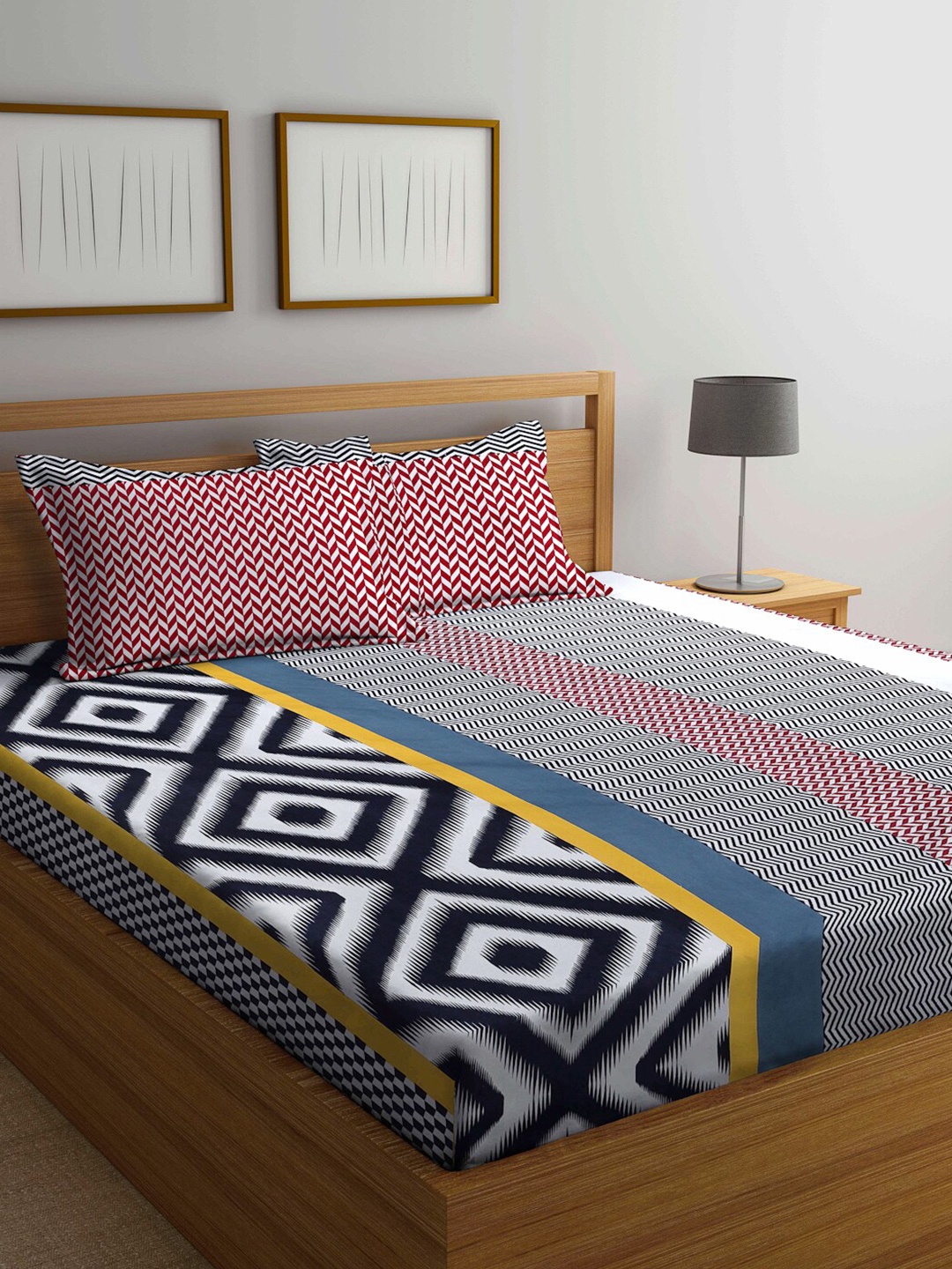 Arrabi Pink & White Geometric Printed 300 TC Super King Size Bedsheet With 2 Pillow Covers
Arrabi Pink & White Geometric Printed 300 TC Super King Size Bedsheet With 2 Pillow Covers