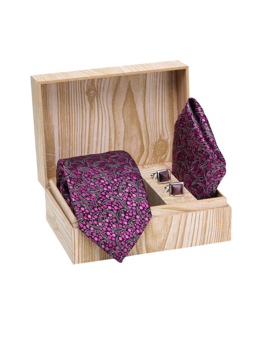 ELLIS Men Pink & Silver-Toned Formal Accessory Gift Set