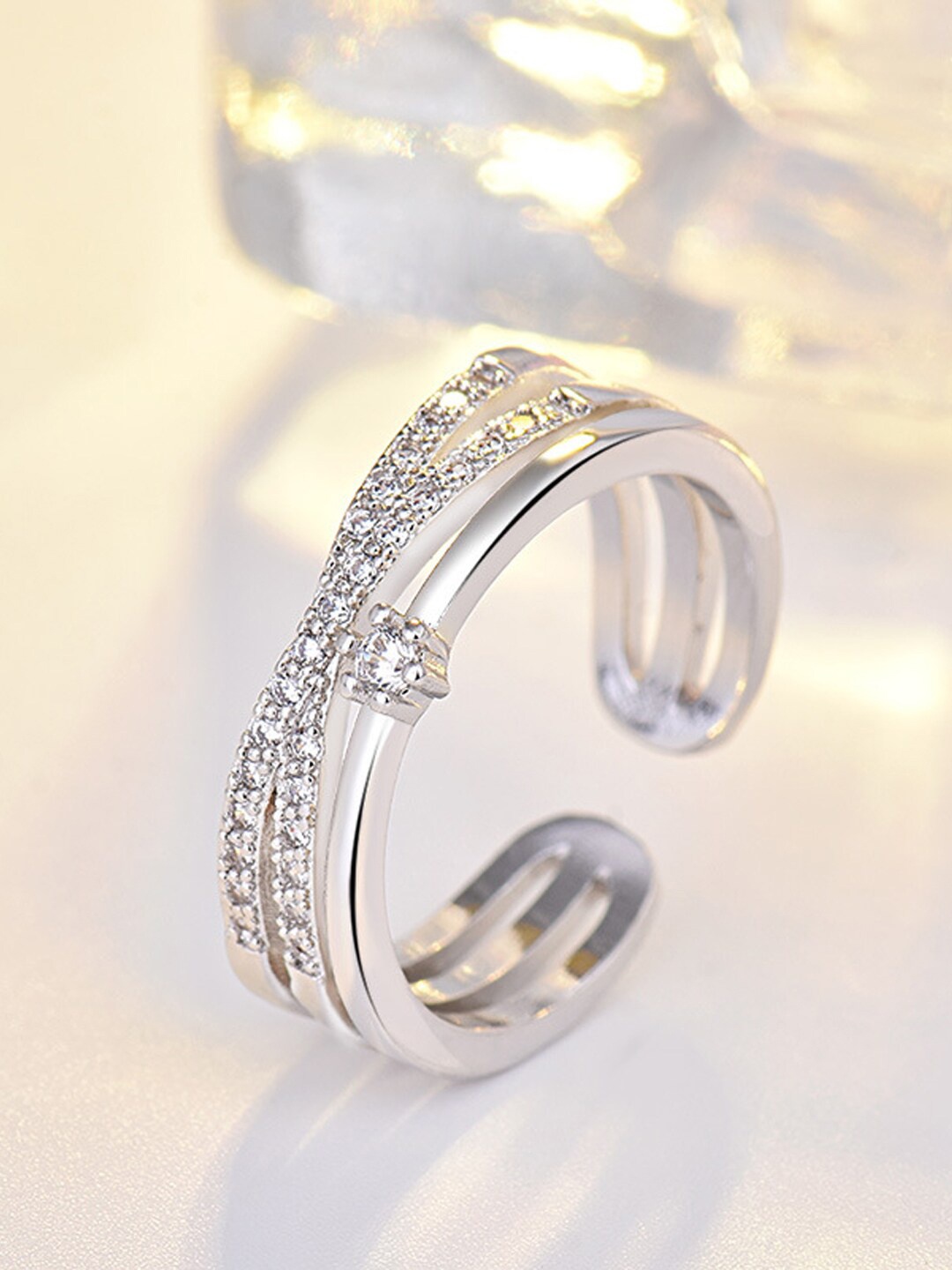 Shining Diva Fashion Platinum-Plated Silver-Toned White CZ-Studded Adjustable Finger Ring
Shining Diva Fashion Platinum-Plated Silver-Toned White CZ-Studded Adjustable Finger Ring