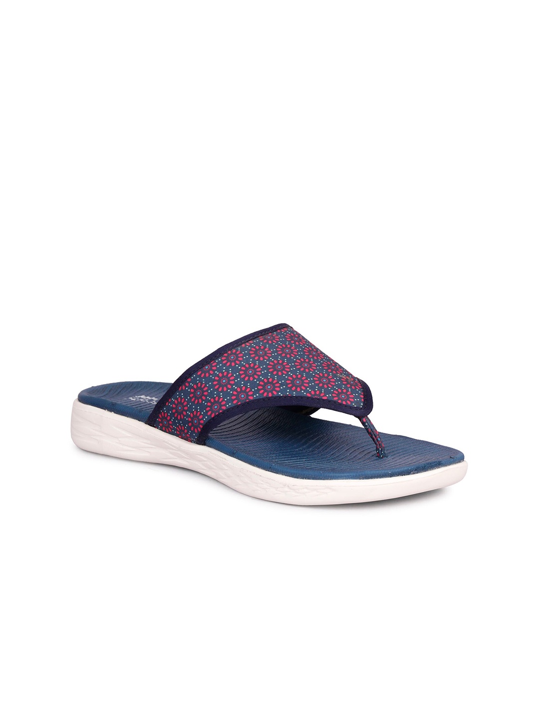 SKORA Women Blue & Pink Printed Thong Flip-Flops