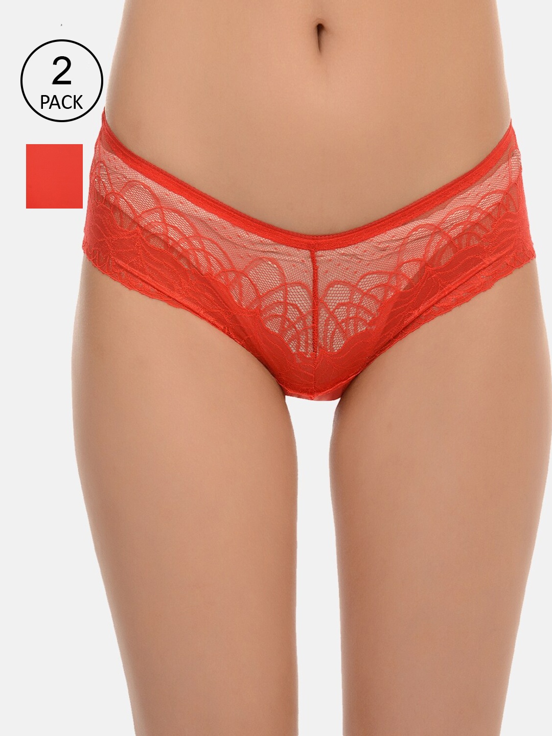 mod & shy Red Pack of 2 Lacy Full Coverage Brief MU4343