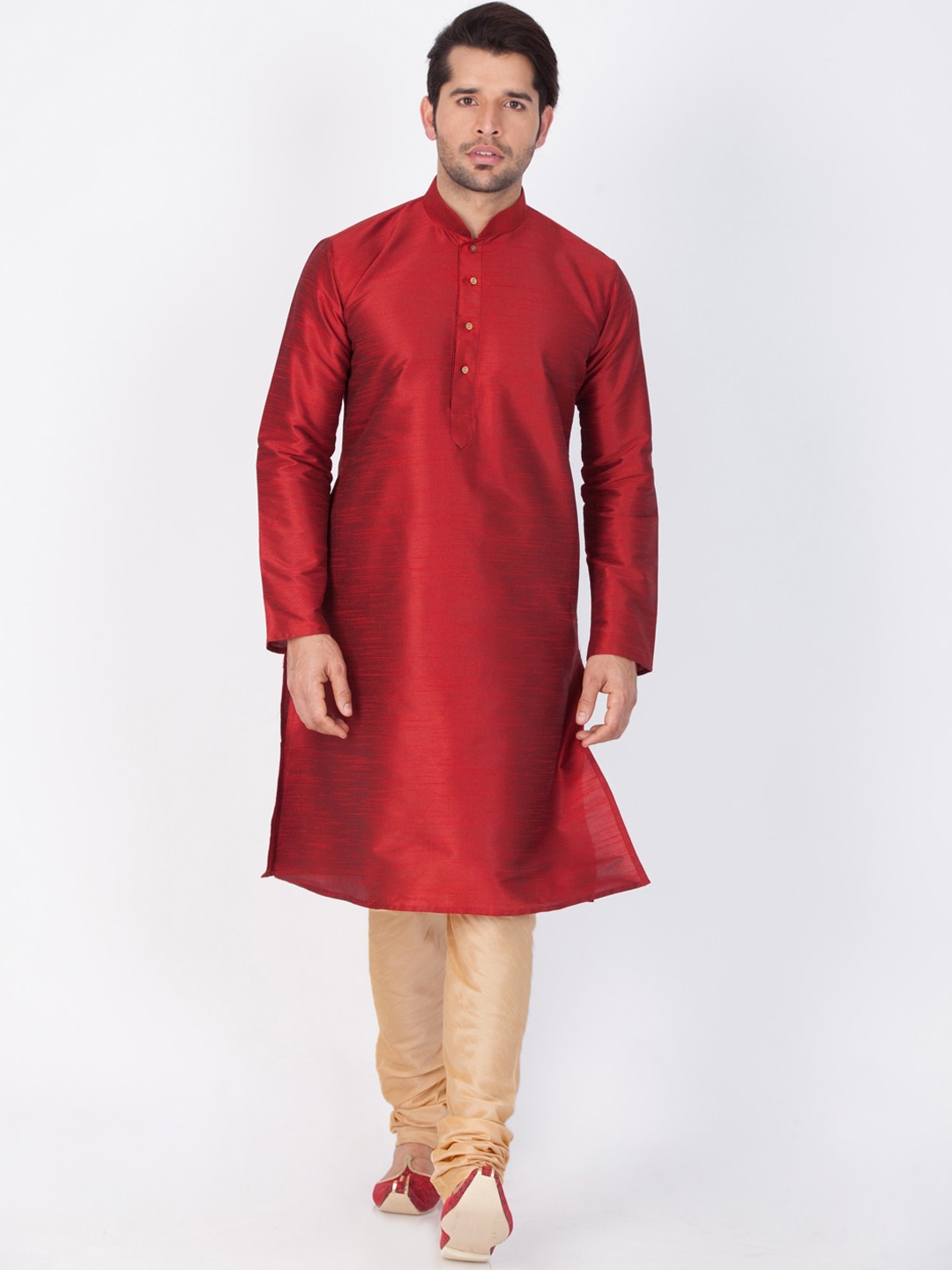 VASTRAMAY Men Maroon Kurta with Pyjamas