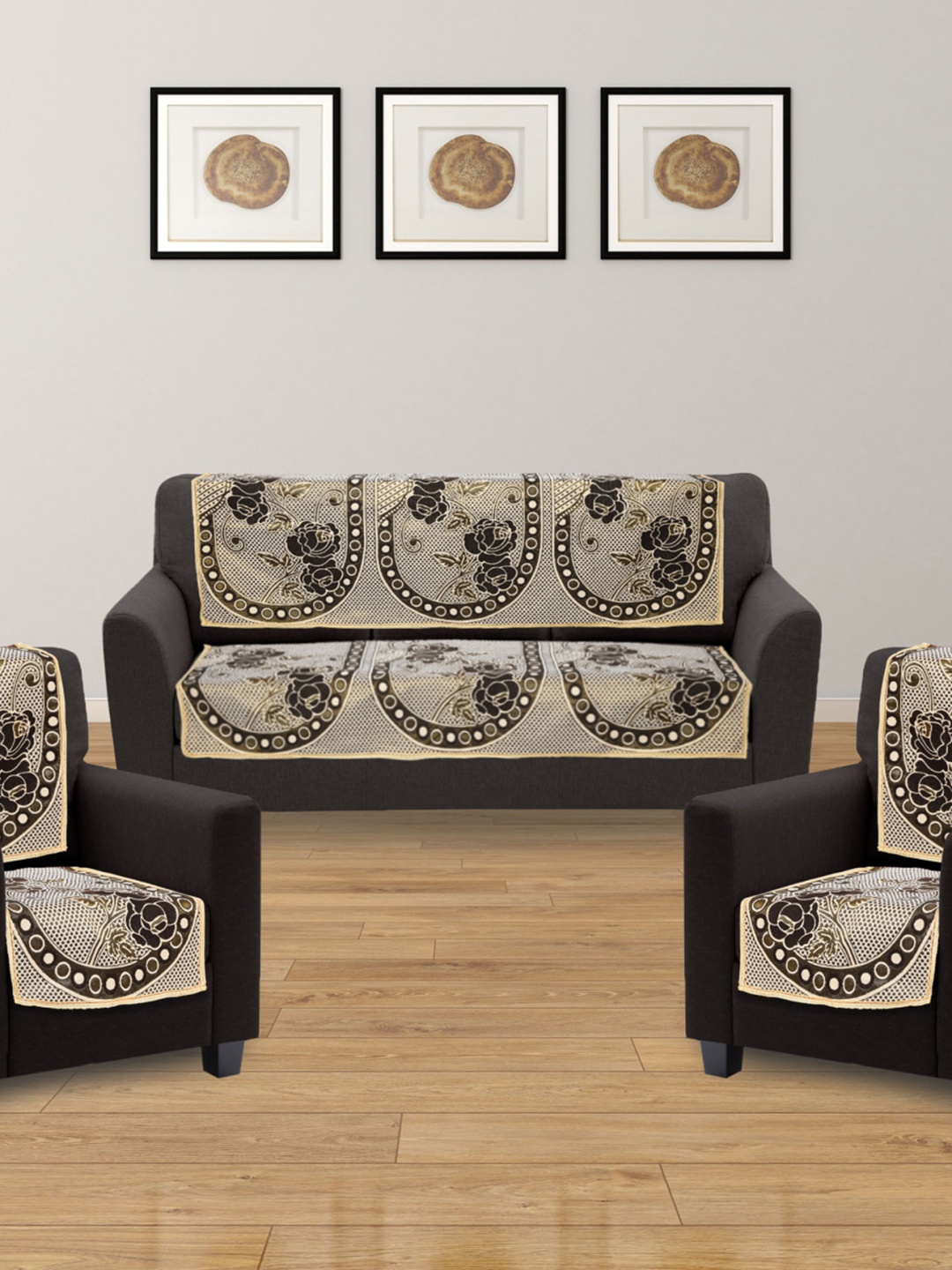 Home Centre Brown Set of 6 Pcs Corsica Textured Sofa Cover