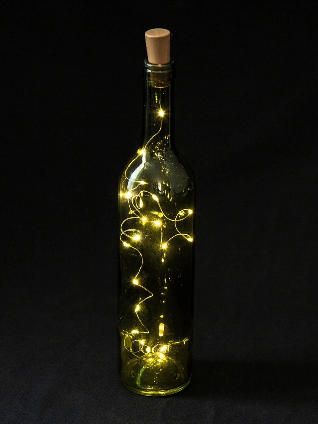 Home Centre Serene Bottle With Cork String Lights, Green