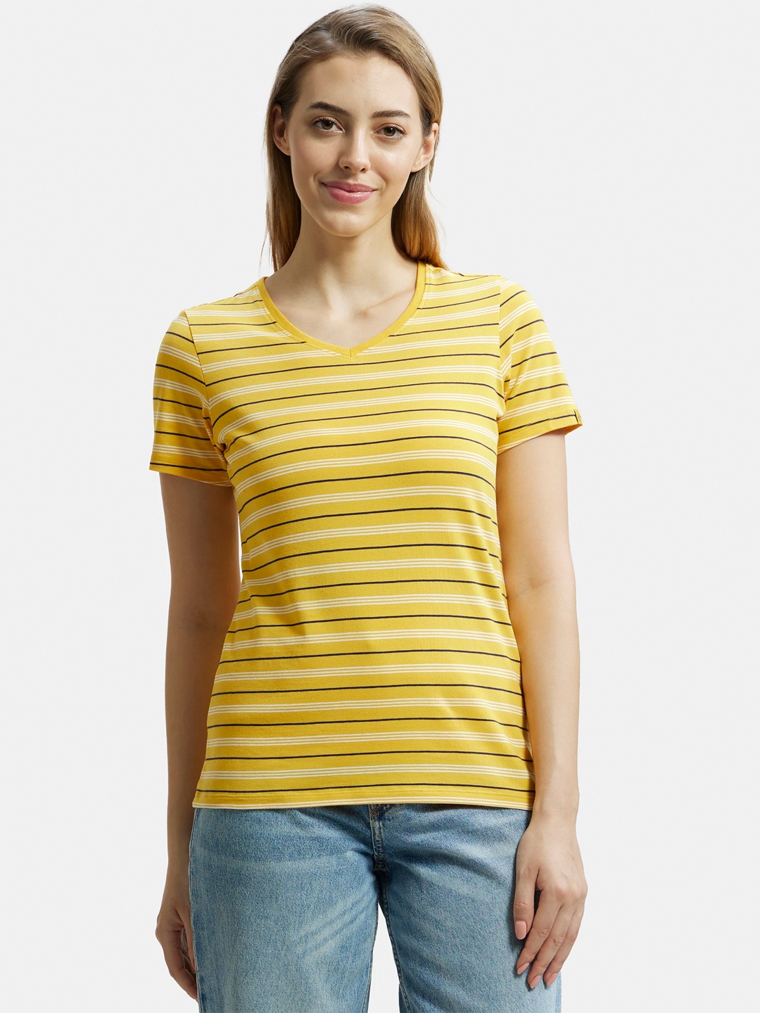 Jockey Super Combed Cotton Regular Fit Yarn Dyed Striped V Neck Half Sleeve T-shirt -AW22, Yellow
Jockey Super Combed Cotton Regular Fit Yarn Dyed Striped V Neck Half Sleeve T-shirt -AW22, Yellow