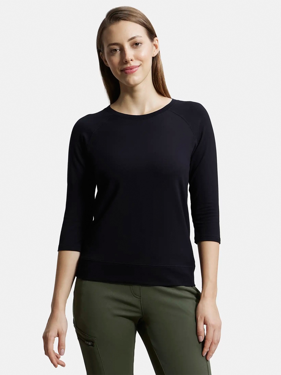 Jockey Super Combed Cotton Regular Fit Solid Round Neck Three Quarter Sleeve T-shirt -AW14, Black
Jockey Super Combed Cotton Regular Fit Solid Round Neck Three Quarter Sleeve T-shirt -AW14, Black