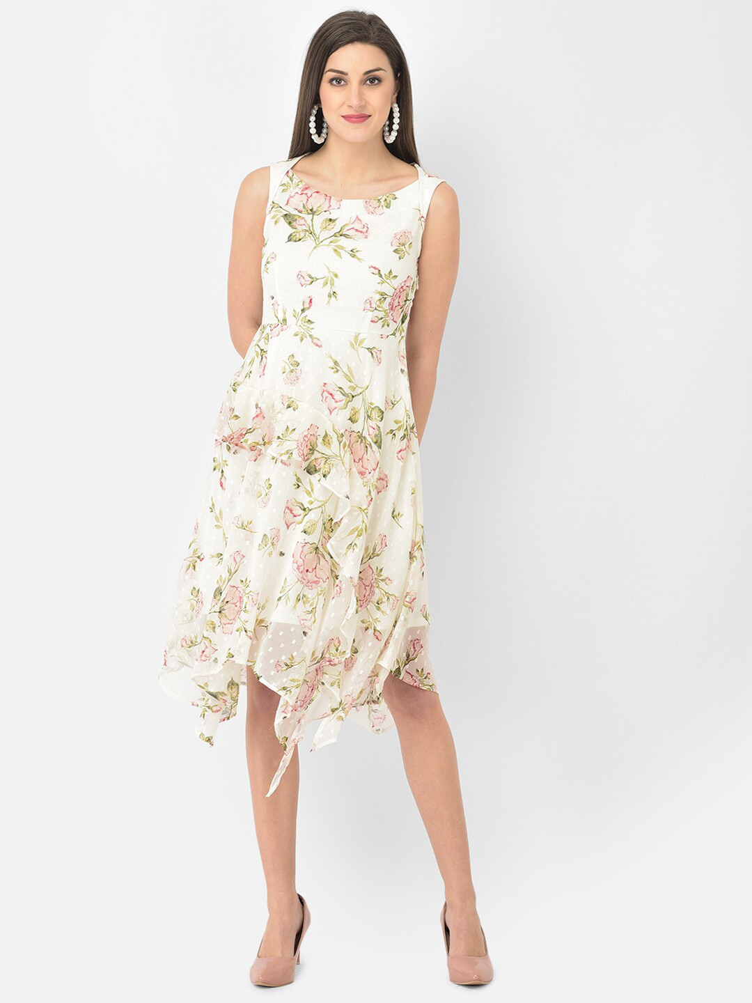 Latin Quarters White Floral Asymmetric Midi Dress, Off white
Latin Quarters White Floral Asymmetric Midi Dress, Off white