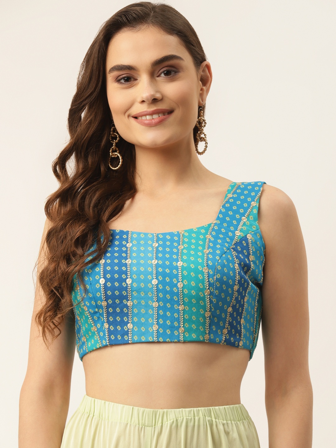 NDS Niharikaa Designer Studio Women Blue & Yellow Bandhani Print Padded Saree blouse
NDS Niharikaa Designer Studio Women Blue & Yellow Bandhani Print Padded Saree blouse