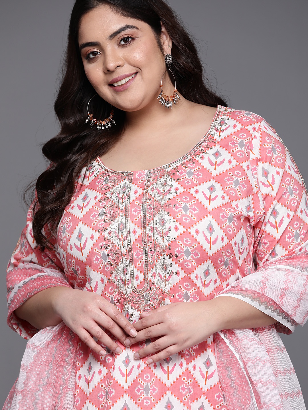 EXTRA LOVE BY LIBAS Women Plus Size Pink Printed Cotton Kurta with Salwar & With Dupatta
EXTRA LOVE BY LIBAS Women Plus Size Pink Printed Cotton Kurta with Salwar & With Dupatta