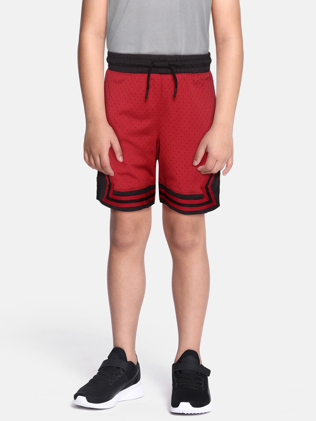 Jordan Boys Red Solid AIR Diamond Loose Fit Shorts