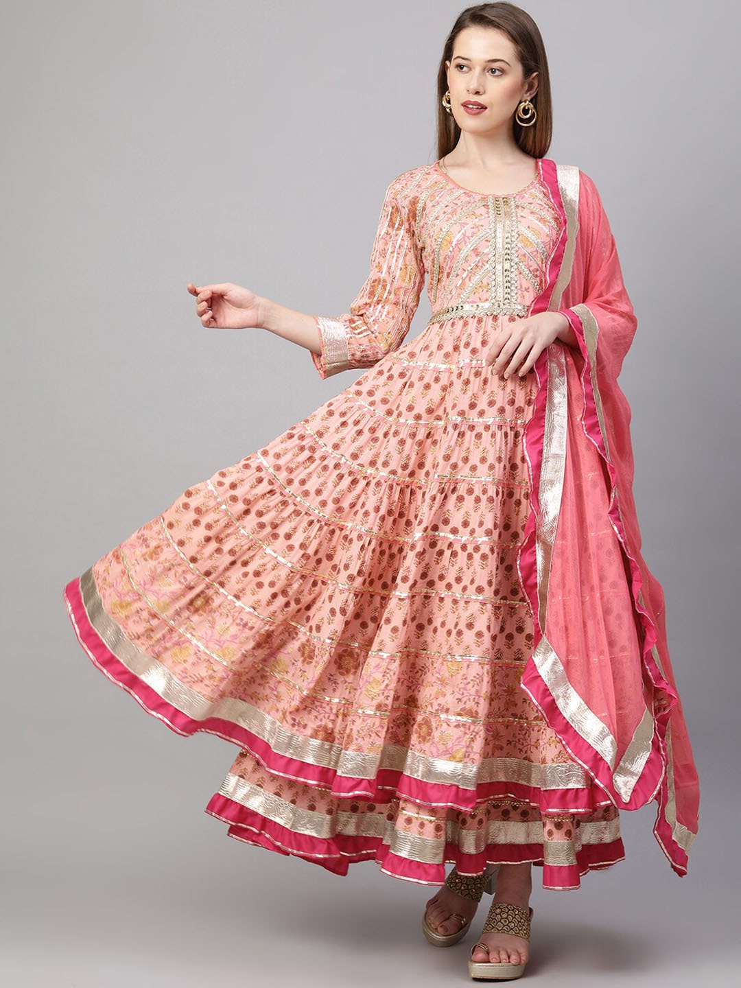 FASHOR Women Pink Embroidered High Slit Gotta Patti Pure Cotton Kurta with Skirt & With Dupatta
FASHOR Women Pink Embroidered High Slit Gotta Patti Pure Cotton Kurta with Skirt & With Dupatta