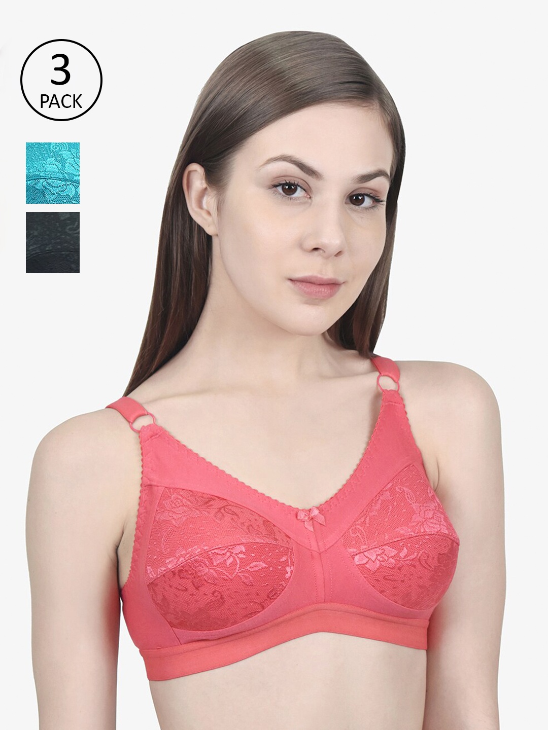 Innocence Pack of 3 Printed Non Wired Full Coverage Non Padded Everyday Bra, Black
Innocence Pack of 3 Printed Non Wired Full Coverage Non Padded Everyday Bra, Black