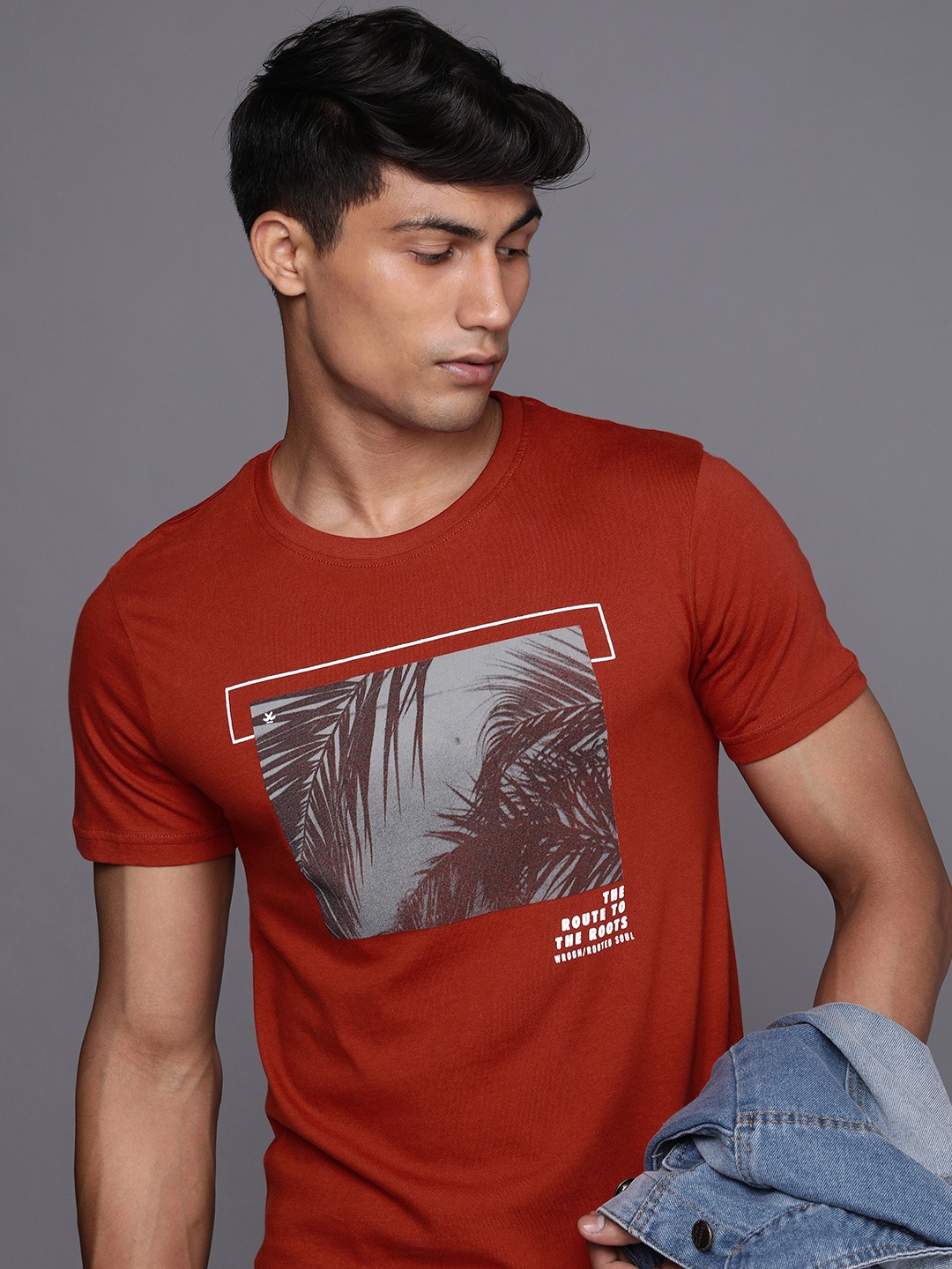 WROGN Men Rust Brown Graphic Print Round Neck Regular Sleeves Pure Cotton Slim Fit T-shirt
WROGN Men Rust Brown Graphic Print Round Neck Regular Sleeves Pure Cotton Slim Fit T-shirt