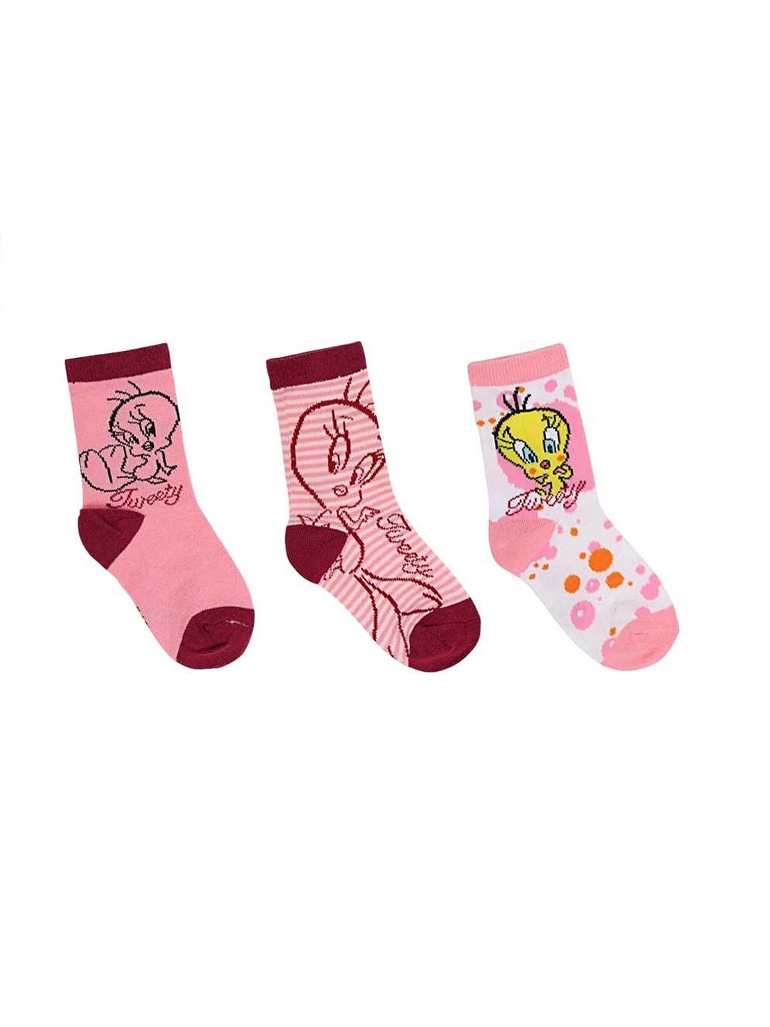 Disney Girls Pack of 3 Multi Disney Tweety Girls Patterned Calf Length Socks