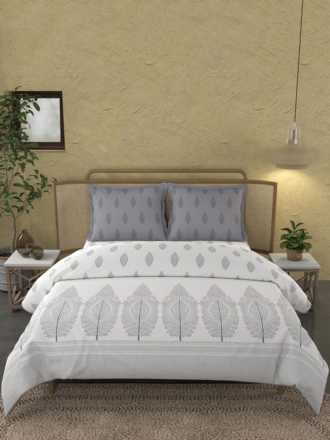 Trident White & Blue Ethnic Motifs 180 TC Cotton King Bedsheet with 2 Pillow Covers
Trident White & Blue Ethnic Motifs 180 TC Cotton King Bedsheet with 2 Pillow Covers