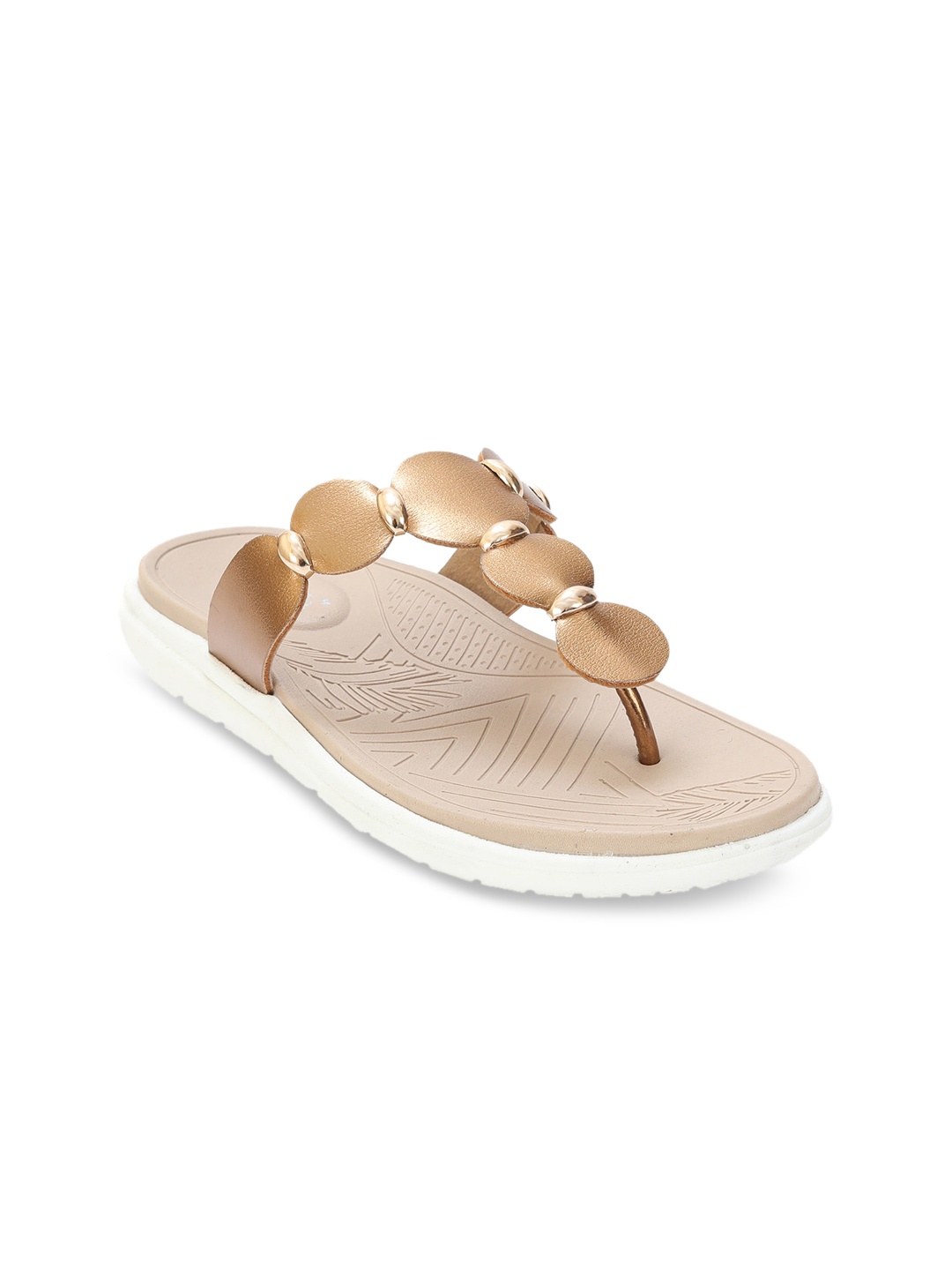 Zyla Women Copper-Toned Open Toe Flats